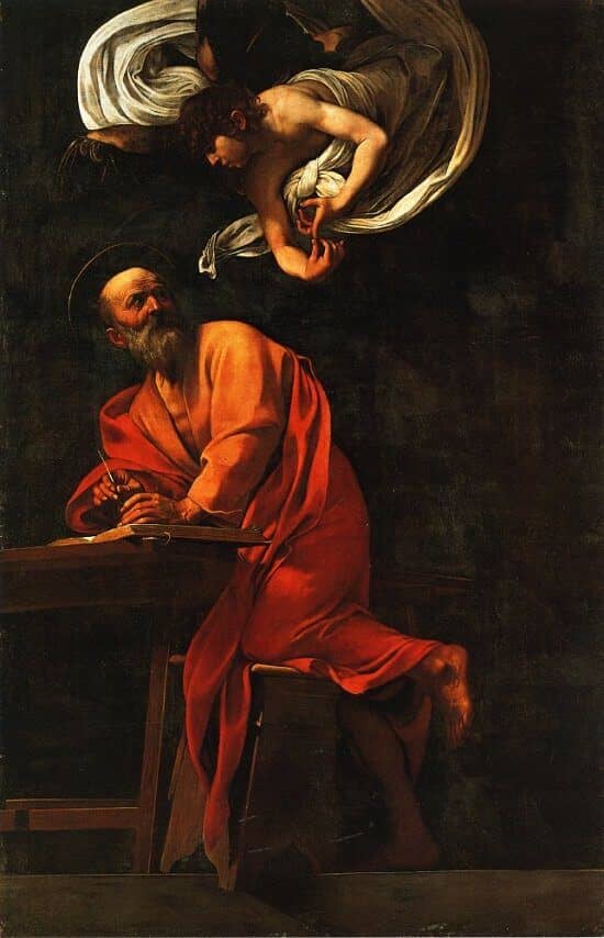 Inspiration of Saint Matthew, 1602 by Caravaggio