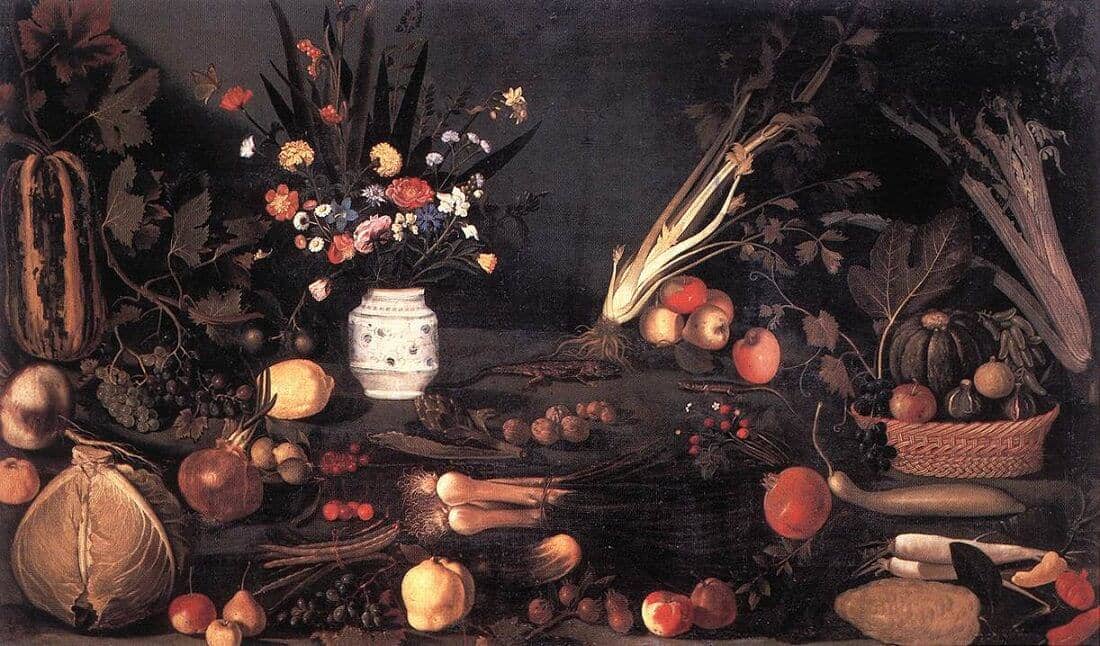 Still Life with Flowers and Fruit, 1601 by Caravaggio